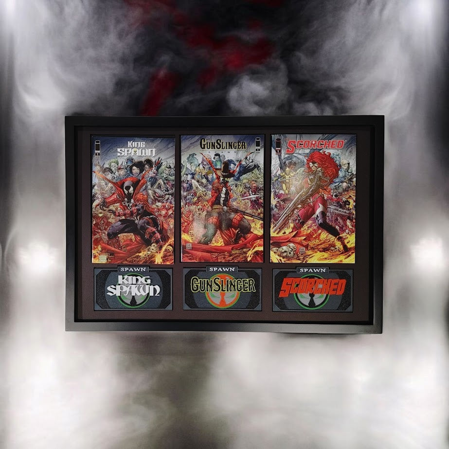 Framed Spawn Universe - King Spawn #1F, GunSlinger #1G and Scorched #1B