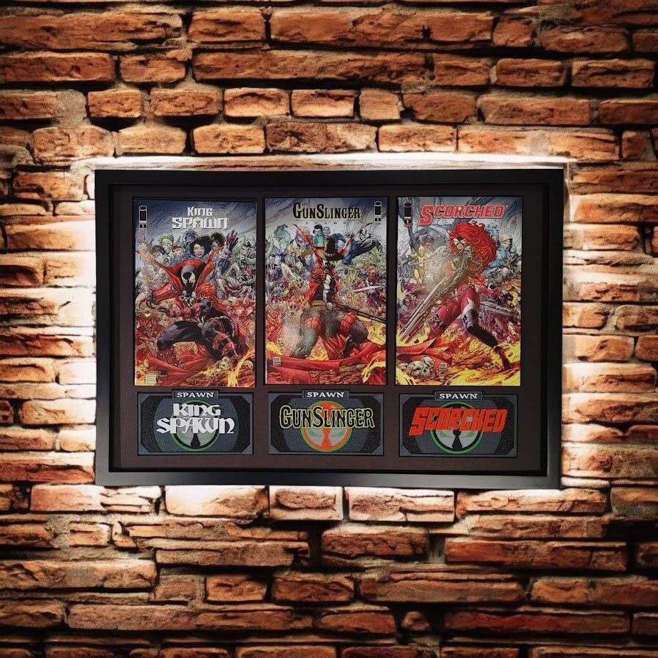 Framed Spawn Universe - King Spawn #1F, GunSlinger #1G and Scorched #1B