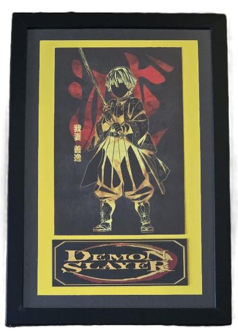 Framed Demon Slayer Canvas Art – Zenitsu-Inspired Anime Wall Display