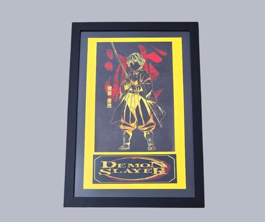 Framed Demon Slayer Canvas Art – Zenitsu-Inspired Anime Wall Display